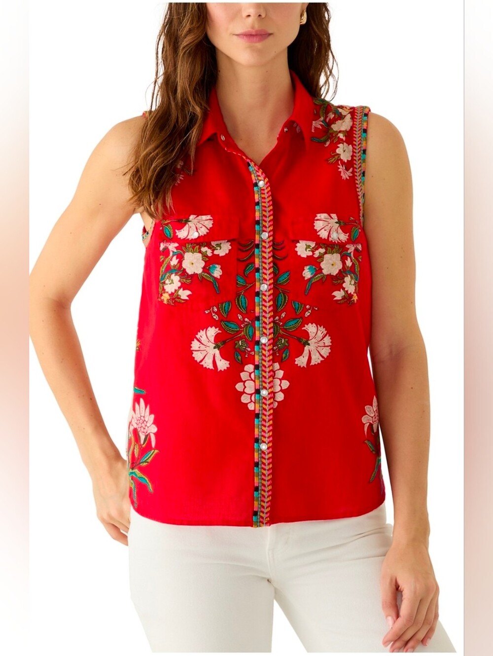 Wonderly Sleeveless Embroidered Top